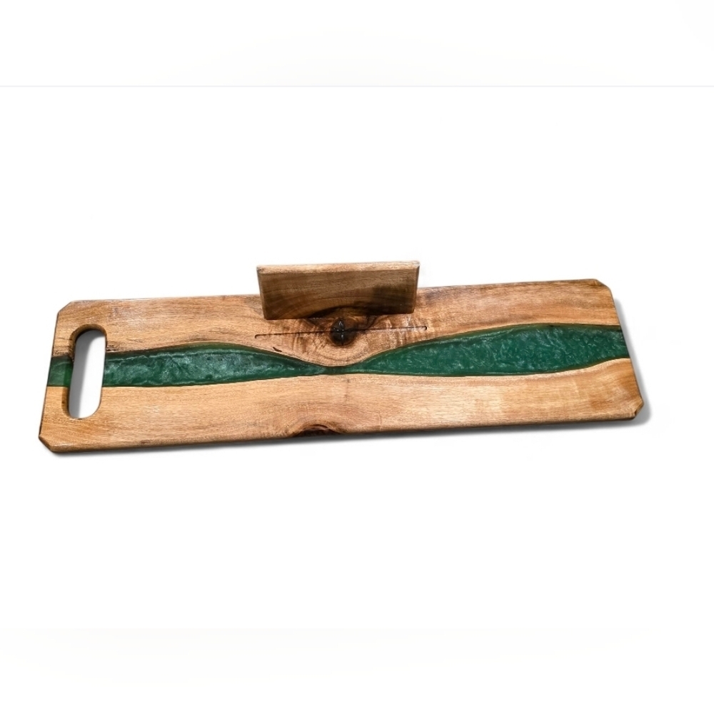 Handmade Bath Board- Myrtlewood W/ Green Accent - Picture 4 of 4